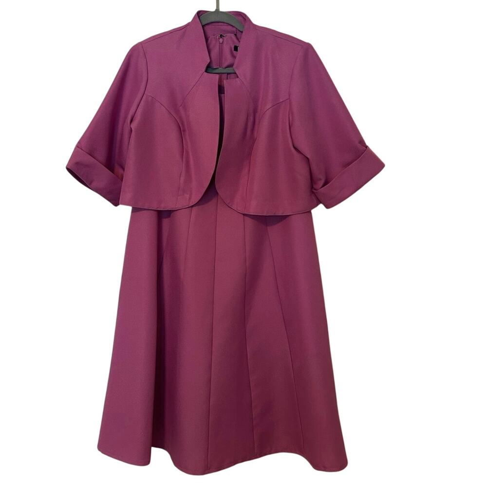 Roaman’s Women’s Plus Size Fit and Flare Suit Dress in Pretty Orchid Size 14W - Picture 1 of 11